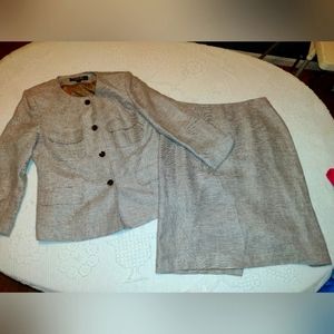 Tan and brown skirt suit set